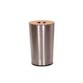 Household Essentials Round Brushed Stainless Hamper Wood Lid: Clothes Hamper with Lid, Removable Liner, Built-In Handles