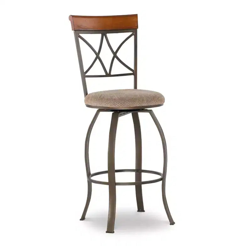 29" Carter Upholstery Swivel Barstool Metal/Tan/Cherry - Powell Company