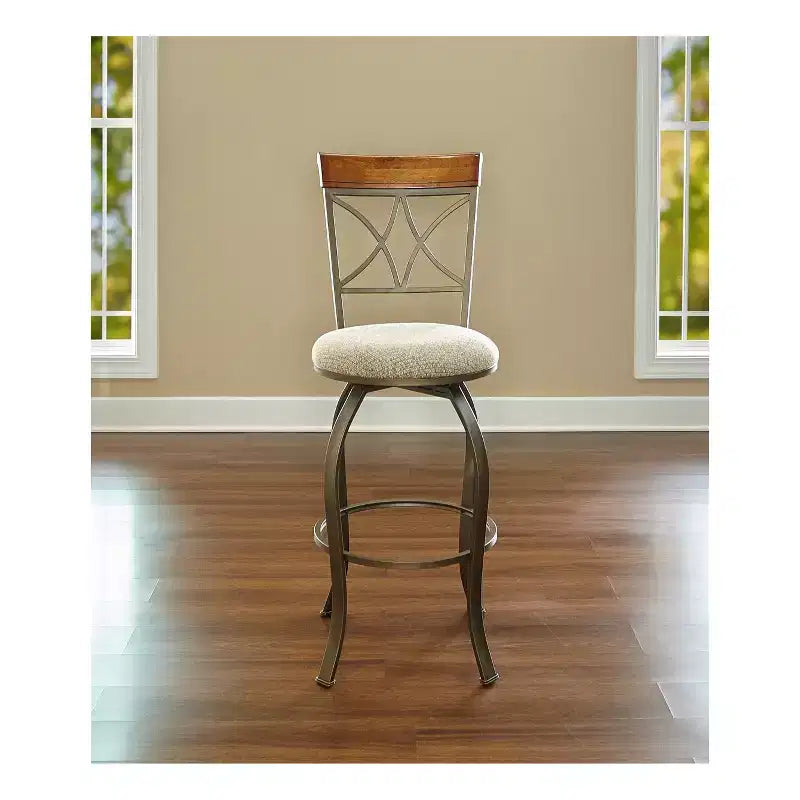 Taburete de bar giratorio con respaldo de rombos en color topo/bronce - 1 asiento