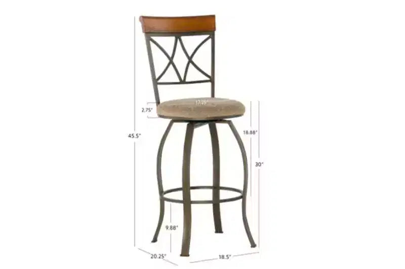 Taburete de bar giratorio con respaldo de rombos en color topo/bronce - 1 asiento