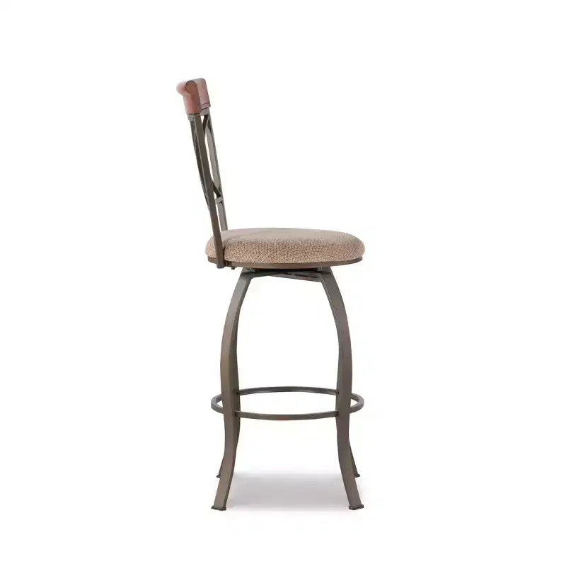 Taburete de bar giratorio con respaldo de rombos en color topo/bronce - 1 asiento