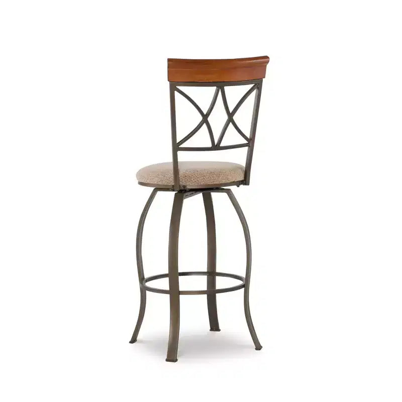 Taburete de bar giratorio con respaldo de rombos en color topo/bronce - 1 asiento
