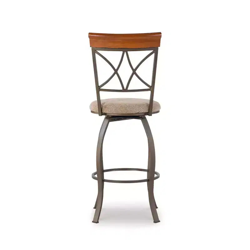 Taburete de bar giratorio con respaldo de rombos en color topo/bronce - 1 asiento