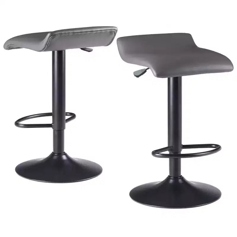 2pc Tarah Set Air Lift Adjustable Stool with Footrest & Faux Leather Seat - Winsome