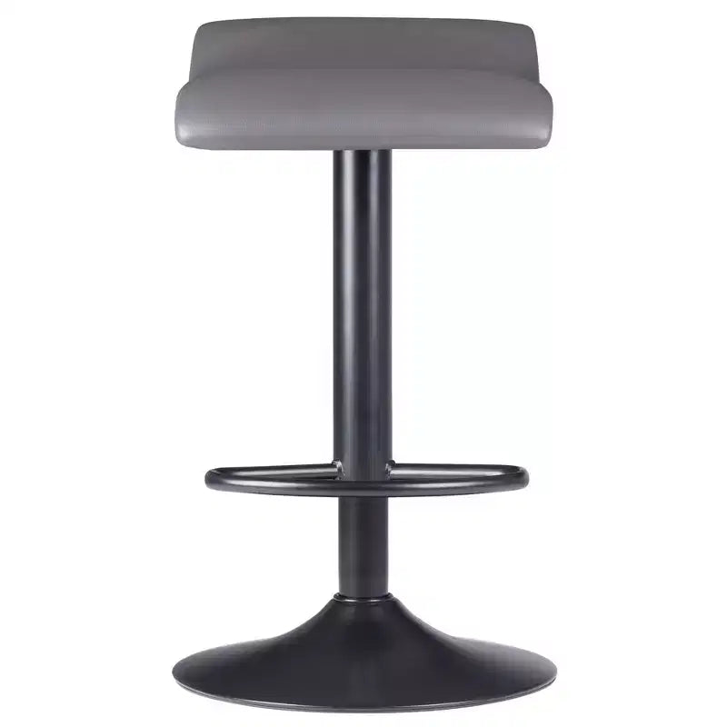 Taburete de Bar Ajustable de Polipiel Gris con Reposapiés, Juego de 2