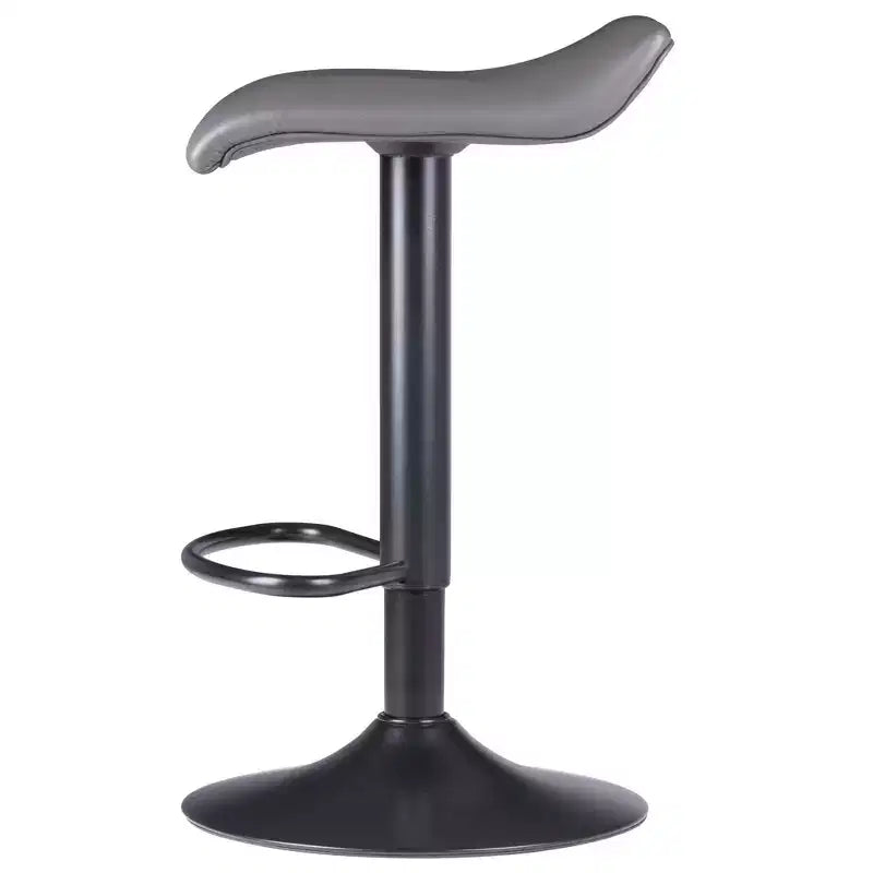 Taburete de Bar Ajustable de Polipiel Gris con Reposapiés, Juego de 2