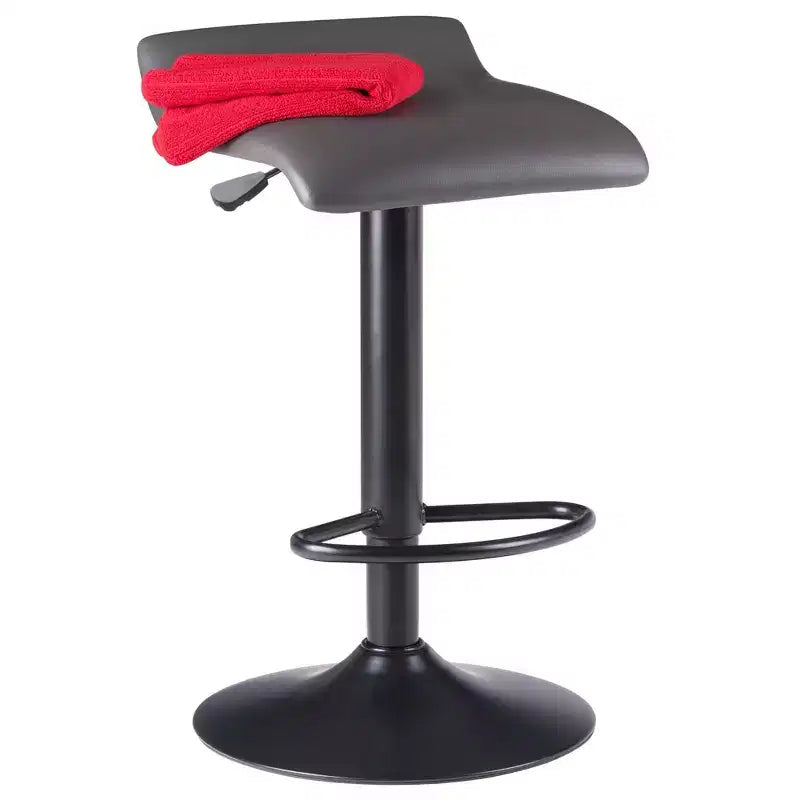 Taburete de Bar Ajustable de Polipiel Gris con Reposapiés, Juego de 2