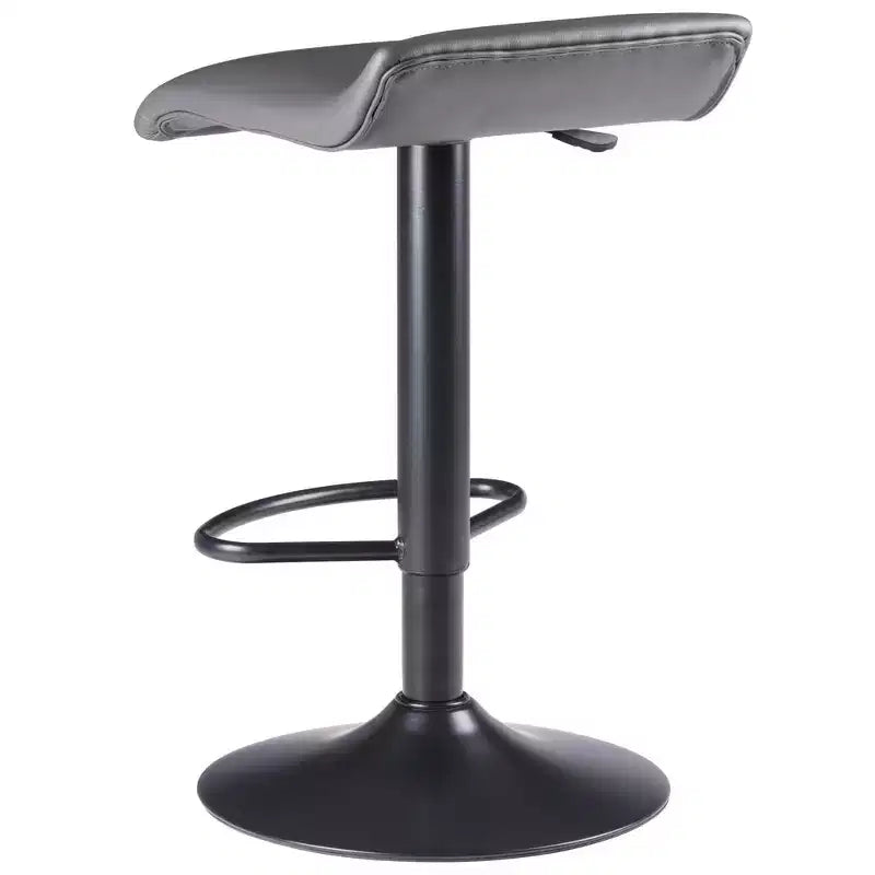 Taburete de Bar Ajustable de Polipiel Gris con Reposapiés, Juego de 2