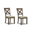Set of 2 Moriville Dining Upholstered Side Chair Grayish Brown - Signature Design by Ashley: Classic X-Back, Nailhead Trim