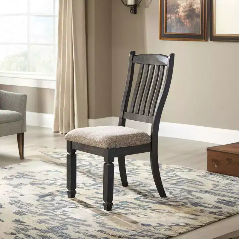Juego de 2 sillas de comedor tapizadas estilo rústico en marrón y negro