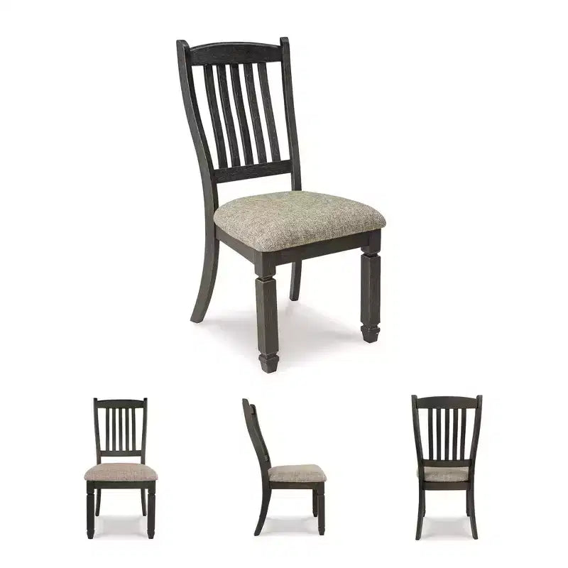 Juego de 2 sillas de comedor tapizadas estilo rústico en marrón y negro