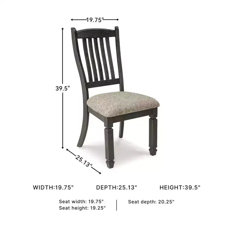 Juego de 2 sillas de comedor tapizadas estilo rústico en marrón y negro