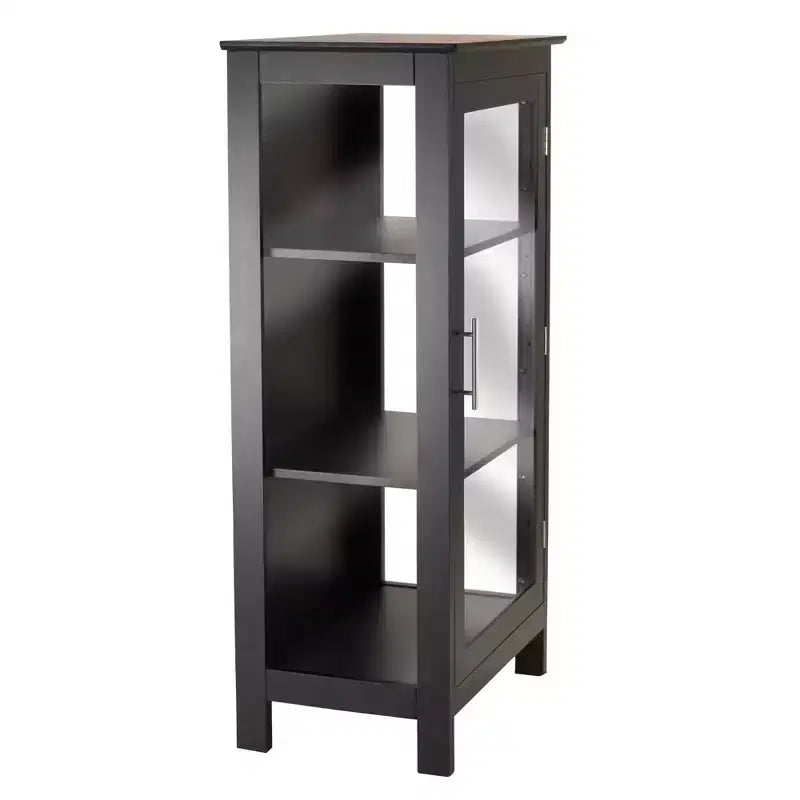 Vitrina negra de una puerta con cristal