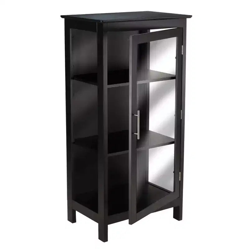Vitrina negra de una puerta con cristal