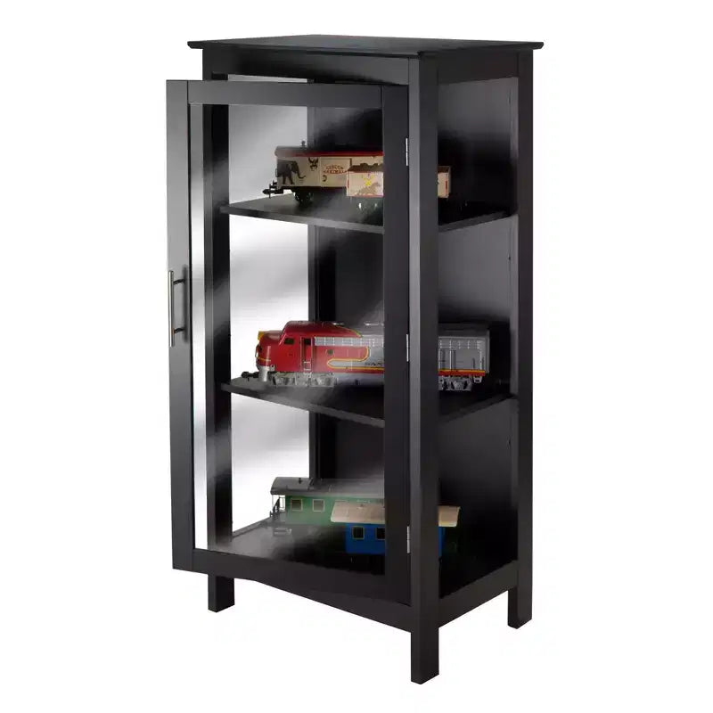 Vitrina negra de una puerta con cristal