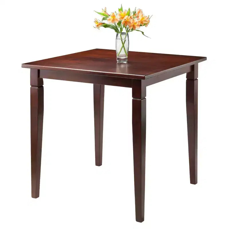 Juego de comedor cuadrado de 3 piezas marrón para 4 personas, sillas con respaldo de escalera