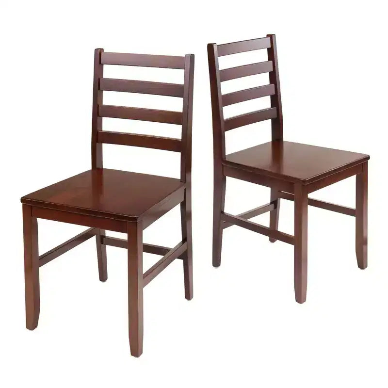 Juego de comedor cuadrado de 3 piezas marrón para 4 personas, sillas con respaldo de escalera