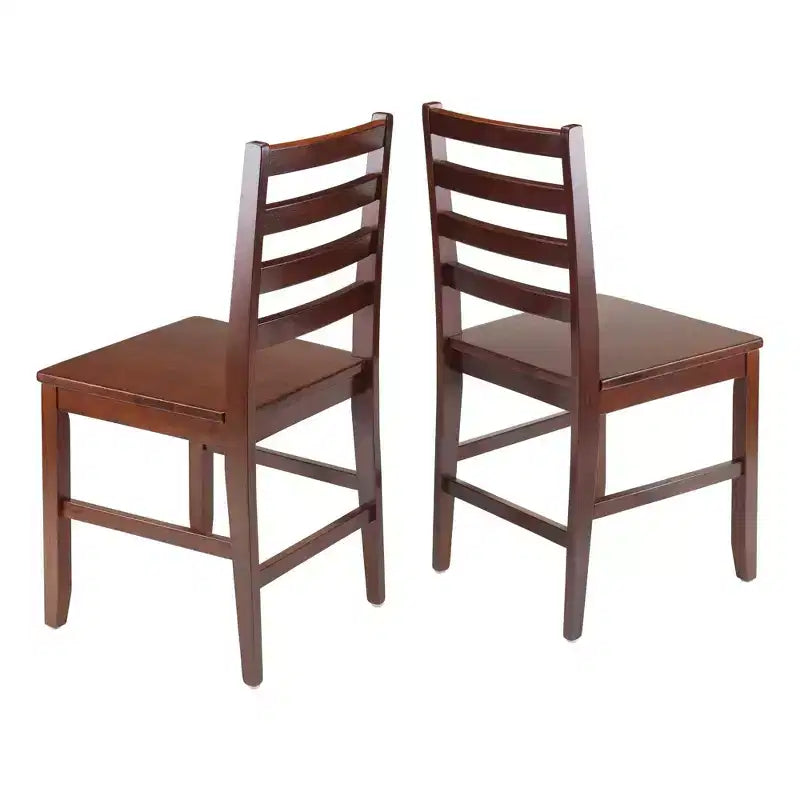 Juego de comedor cuadrado de 3 piezas marrón para 4 personas, sillas con respaldo de escalera