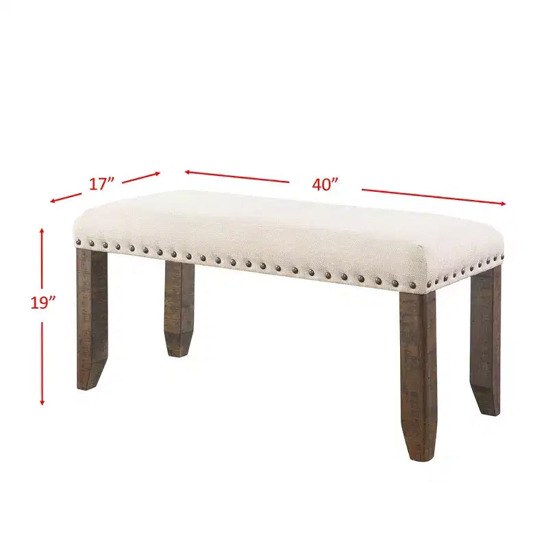 Juego de comedor extensible Smokey Walnut de 6 piezas con sillas tapizadas y banco, para 6 personas