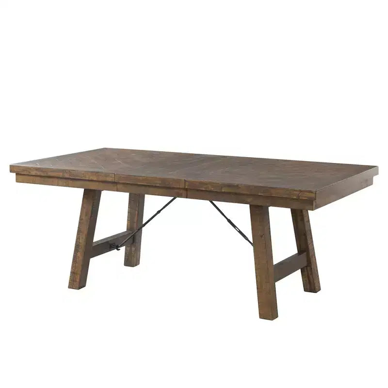 Juego de comedor extensible Smokey Walnut de 6 piezas con sillas tapizadas y banco, para 6 personas
