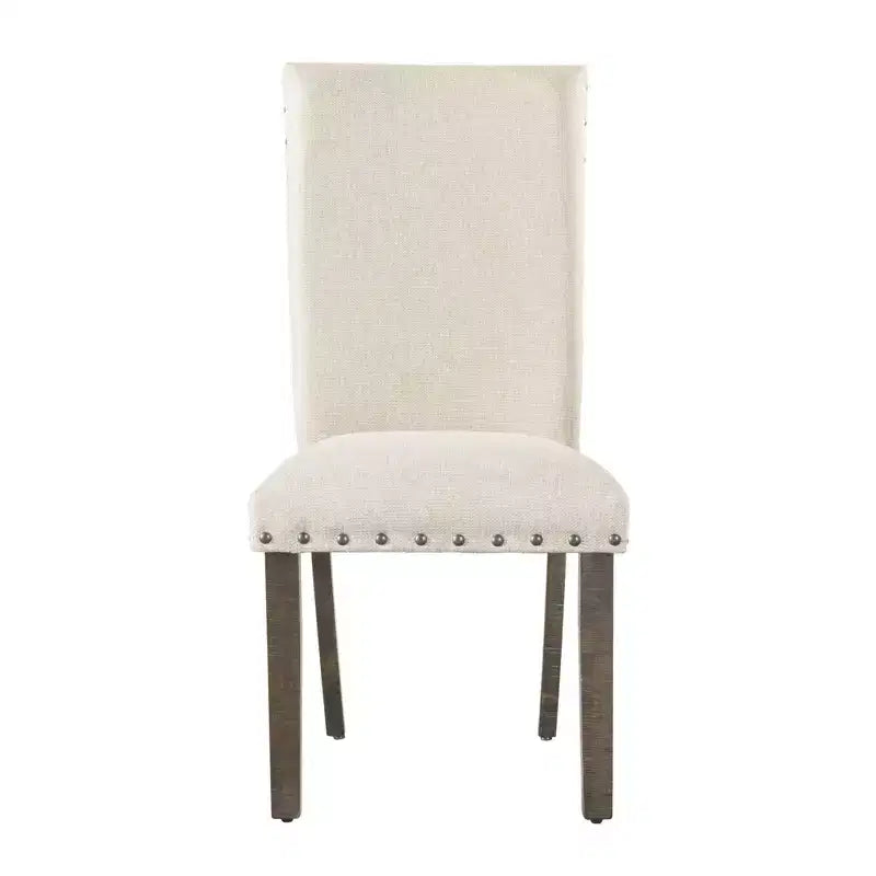 Juego de comedor extensible Smokey Walnut de 6 piezas con sillas tapizadas y banco, para 6 personas
