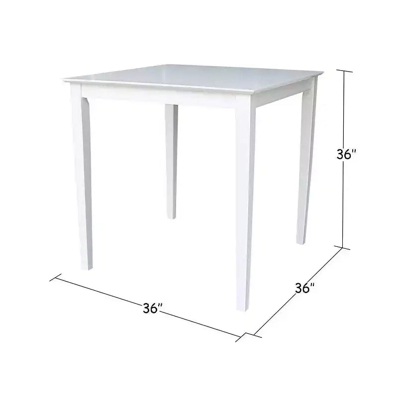 Mesa de comedor alta cuadrada blanca para 4 personas