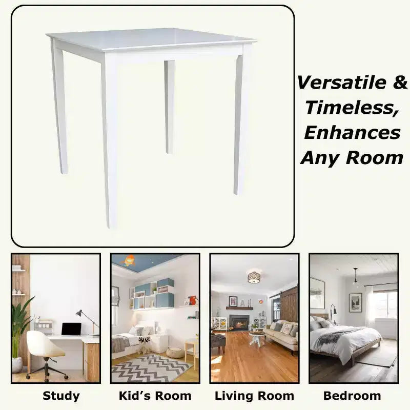 Mesa de comedor alta cuadrada blanca para 4 personas