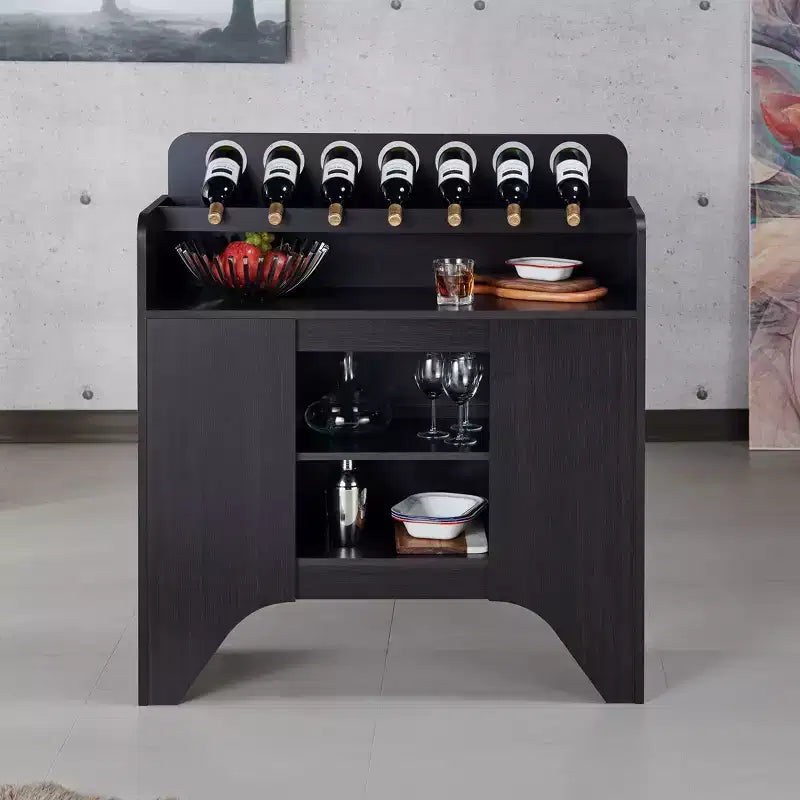 Belfi Wine Cabinet Espresso - HOGARES: Por dentro y por fuera: Aparador de cocina, Almacenamiento de licores, Estante para 7 botellas