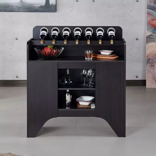 Belfi Wine Cabinet Espresso - HOGARES: Por dentro y por fuera: Aparador de cocina, Almacenamiento de licores, Estante para 7 botellas