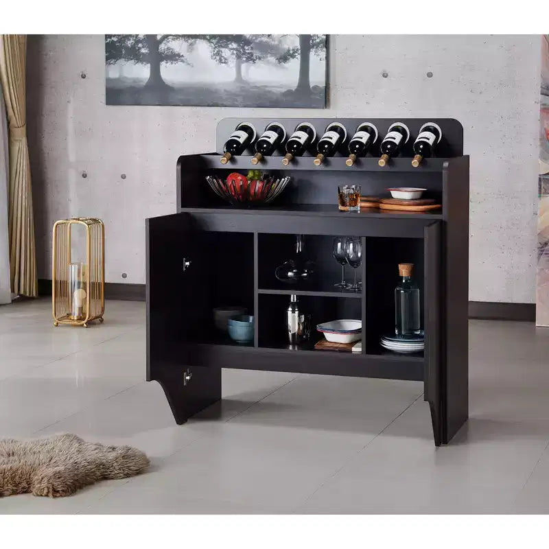Belfi Wine Cabinet Espresso - HOGARES: Por dentro y por fuera: Aparador de cocina, Almacenamiento de licores, Estante para 7 botellas