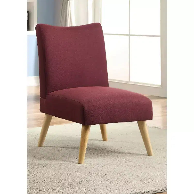 HOMES: Inside + Out Charlton Mid Century Modern Accent Chair Purple: Upholstered, Wood Legs, Foam Fill