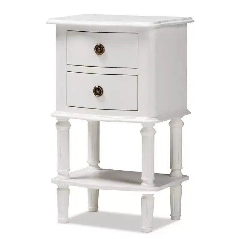 Baxton Studio Audrey Finished 2 Drawer Nightstand White: Modern Style, MDF, Includes Anti-Tip Hardware