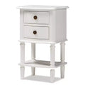 Baxton Studio Audrey Finished 2 Drawer Nightstand White: Modern Style, MDF, Includes Anti-Tip Hardware