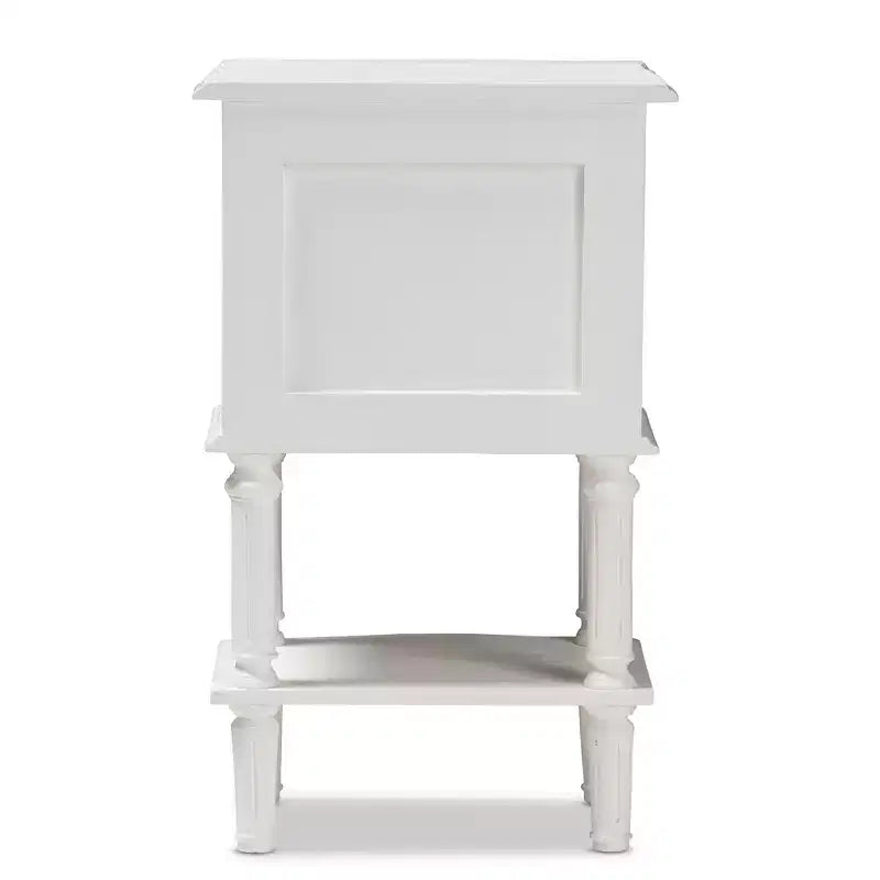 Mesita de Noche Rectangular Blanca de 2 Cajones – 1 Persona