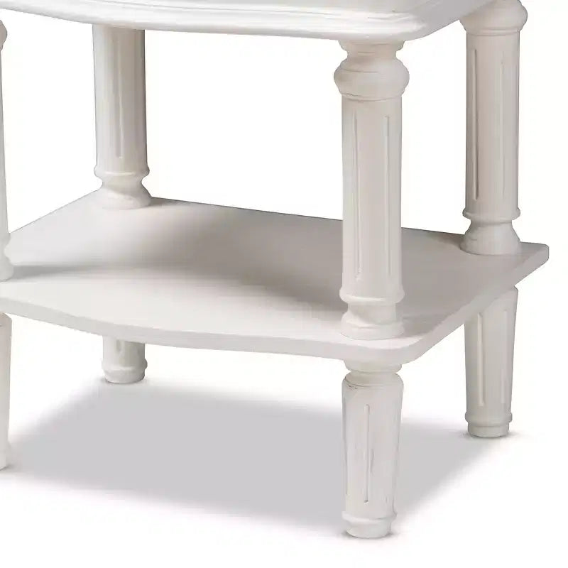 Mesita de Noche Rectangular Blanca de 2 Cajones – 1 Persona