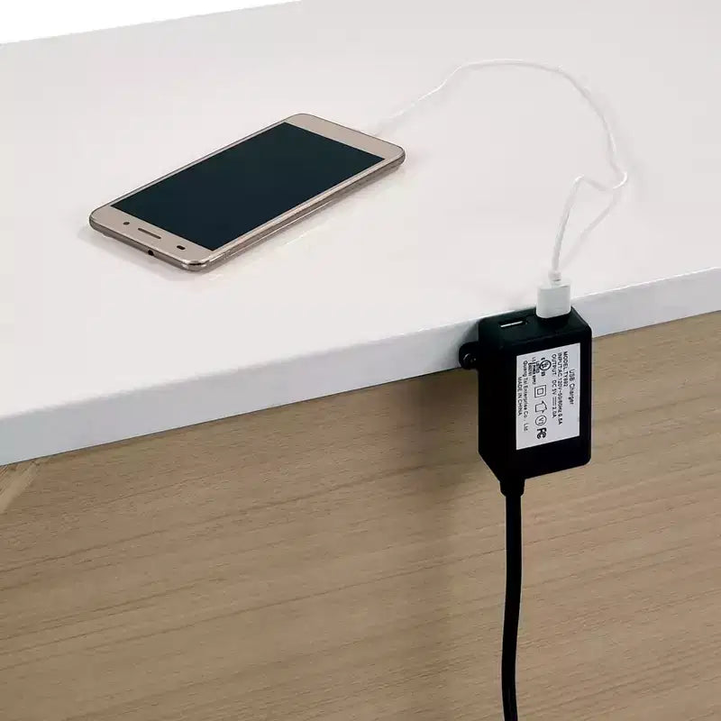 Mesita de Noche Blanca de 2 Cajones con Estación de Carga USB – 1 Persona