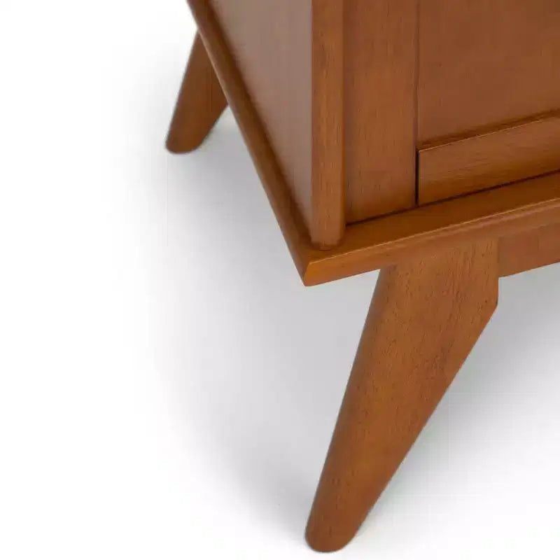 Mueble para TV con puerta corredera de teca marrón para televisores de hasta 66"