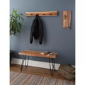 36 Hairpin Live Edge Wood Bench with Coat Hook Set Natural - Alaterre Furniture