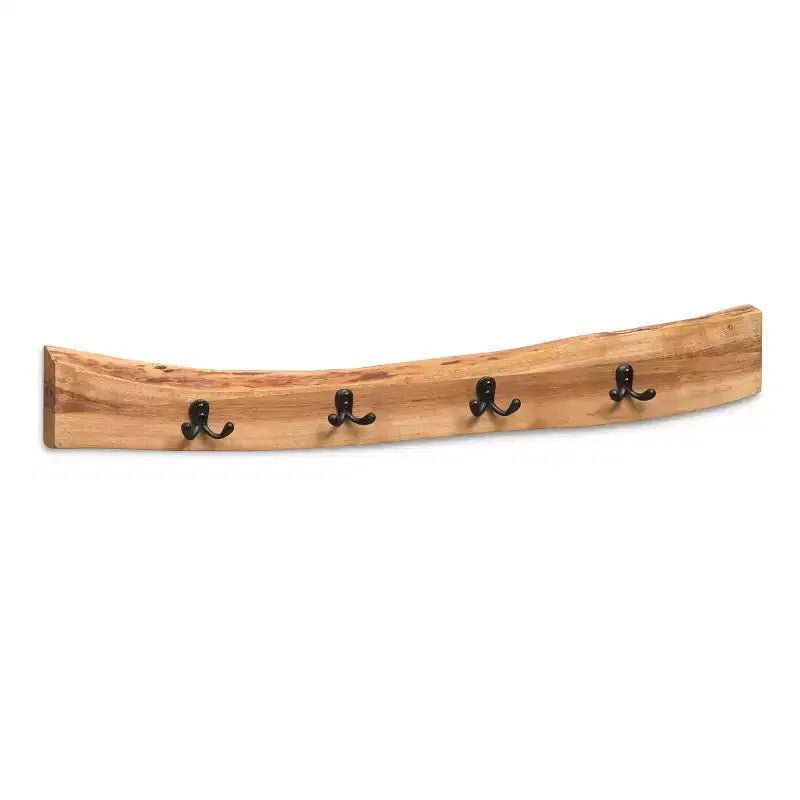 Banco de Acacia de Borde Natural – Natural, 2 asientos, patas de metal