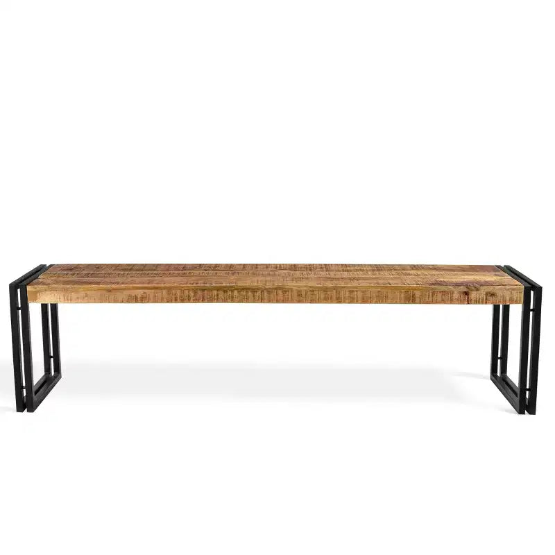 Banco rústico de madera marrón y hierro – 3 asientos