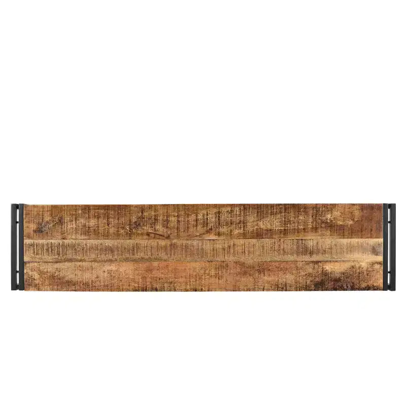 Banco rústico de madera marrón y hierro – 3 asientos