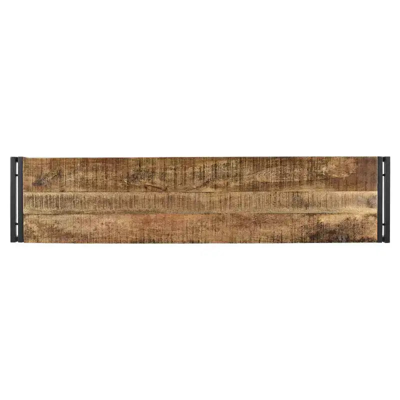 Banco rústico de madera marrón y hierro – 3 asientos