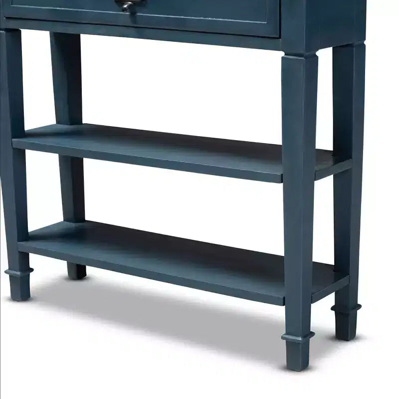 Mesa consola rectangular de madera azul y marrón – 1 persona
