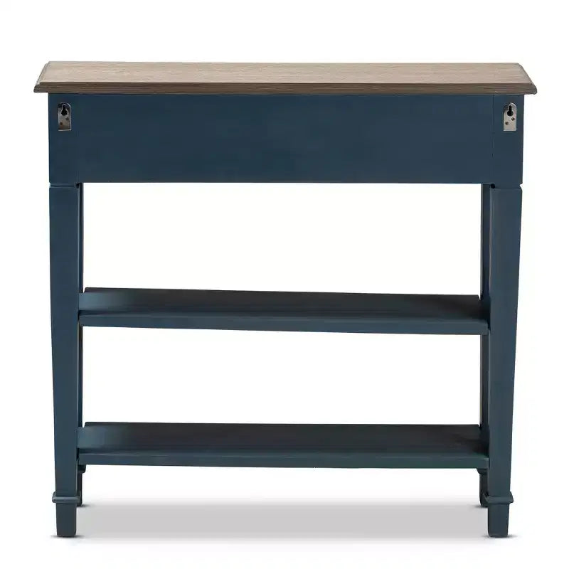 Mesa consola rectangular de madera azul y marrón – 1 persona