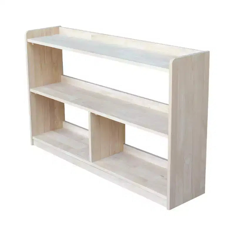 International Concepts 30" Abby Divided Bookshelf Unfinished : Farmhouse Style, 4-Tier, Hardwood, Metal Hardware