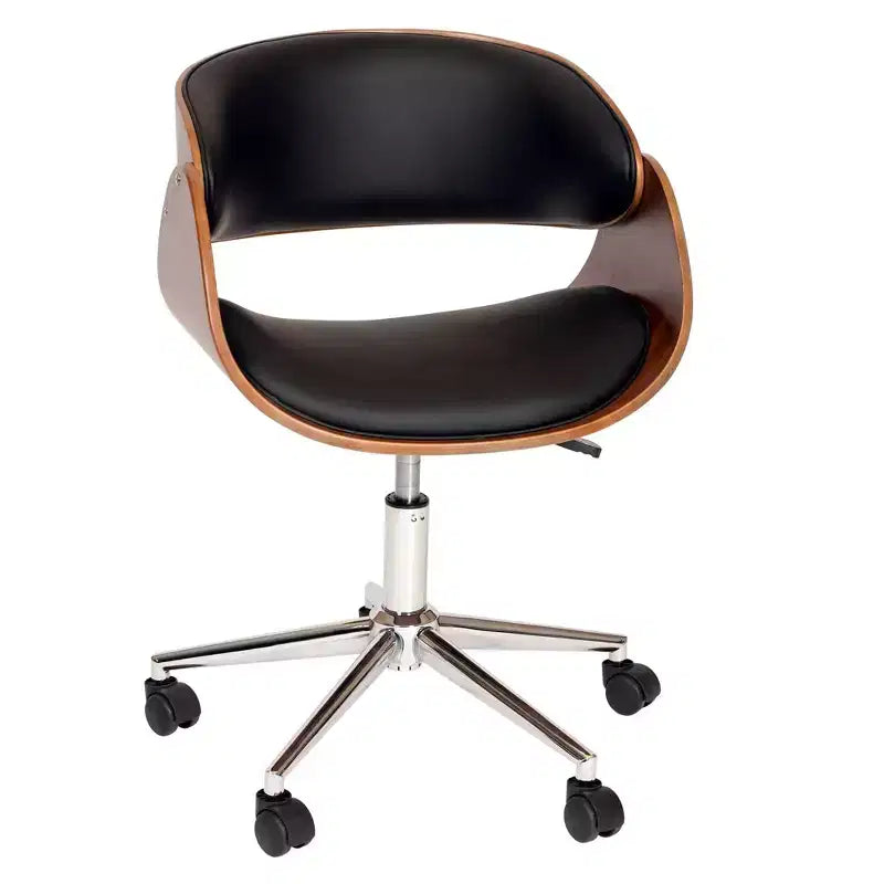 Sillón giratorio sin brazos de polipiel negra para 1 persona