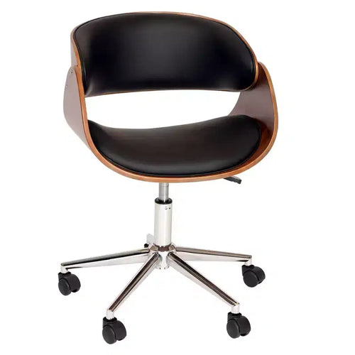 Sillón giratorio sin brazos de polipiel negra para 1 persona
