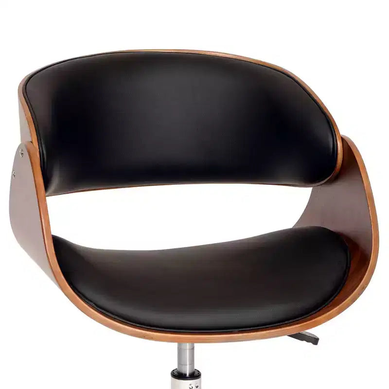 Sillón giratorio sin brazos de polipiel negra para 1 persona