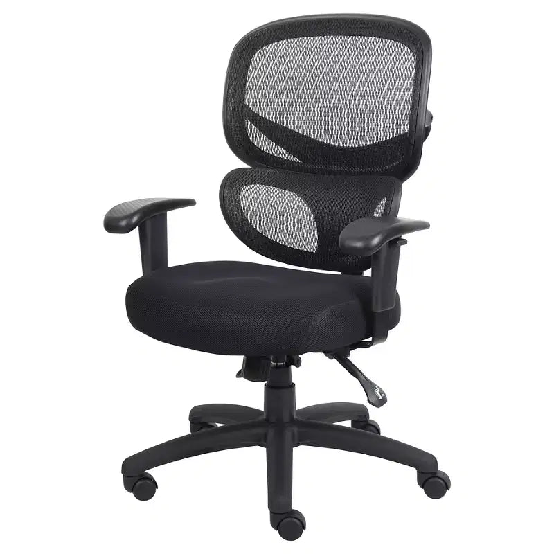 Boss Office Products Multi-Function Mesh Task Chair Black: Ergonomic, Lumbar Support, Swivel, Adjustable Arms