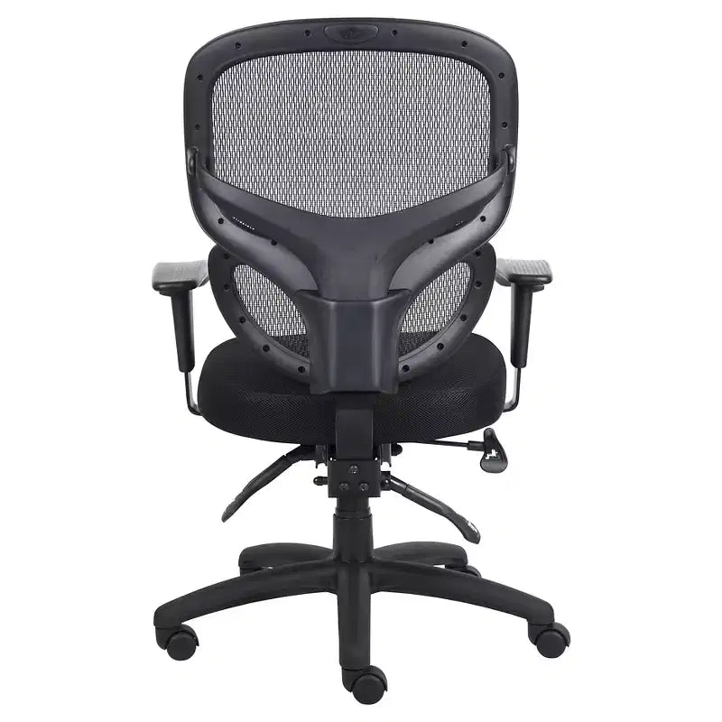 Silla de oficina giratoria con respaldo de malla negra – 1 asiento, brazos ajustables